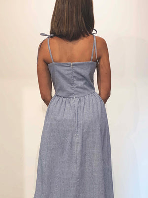 Coral Dress Blue Pin stripe