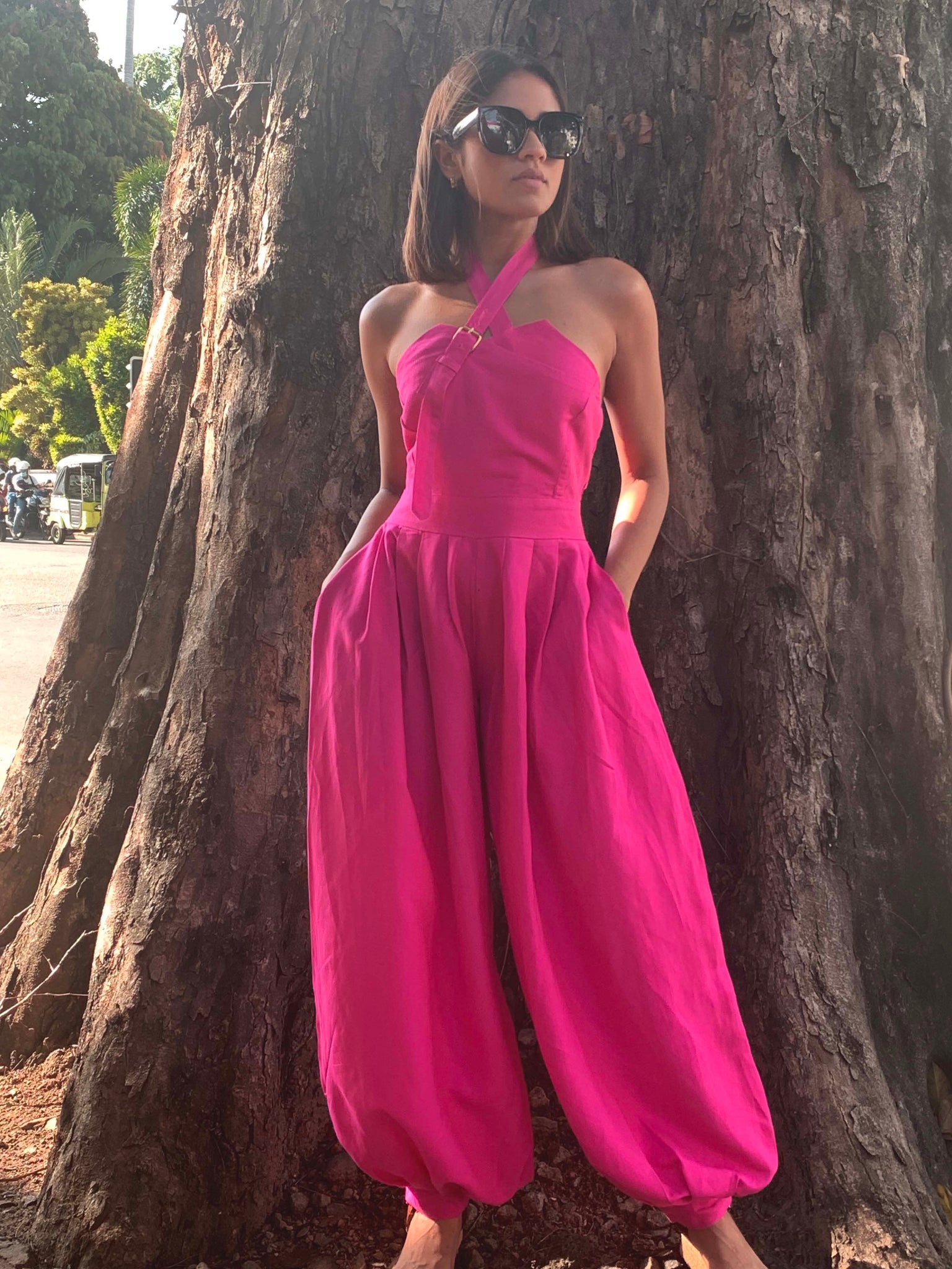 The Sunset Jumpsuit - Fuschia